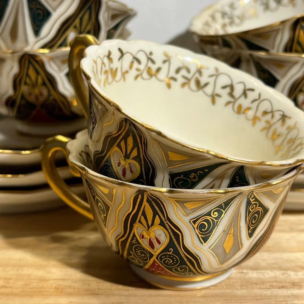 VINTAGE SET OF 6 CUPS & SAUCERS ROYAL VIENNA SUCCESSION AUSTRIA ALHAMBRA